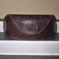 Fossil Sunglass Eyeglass Case Brown Soft Lining Magnetic Closure Leather