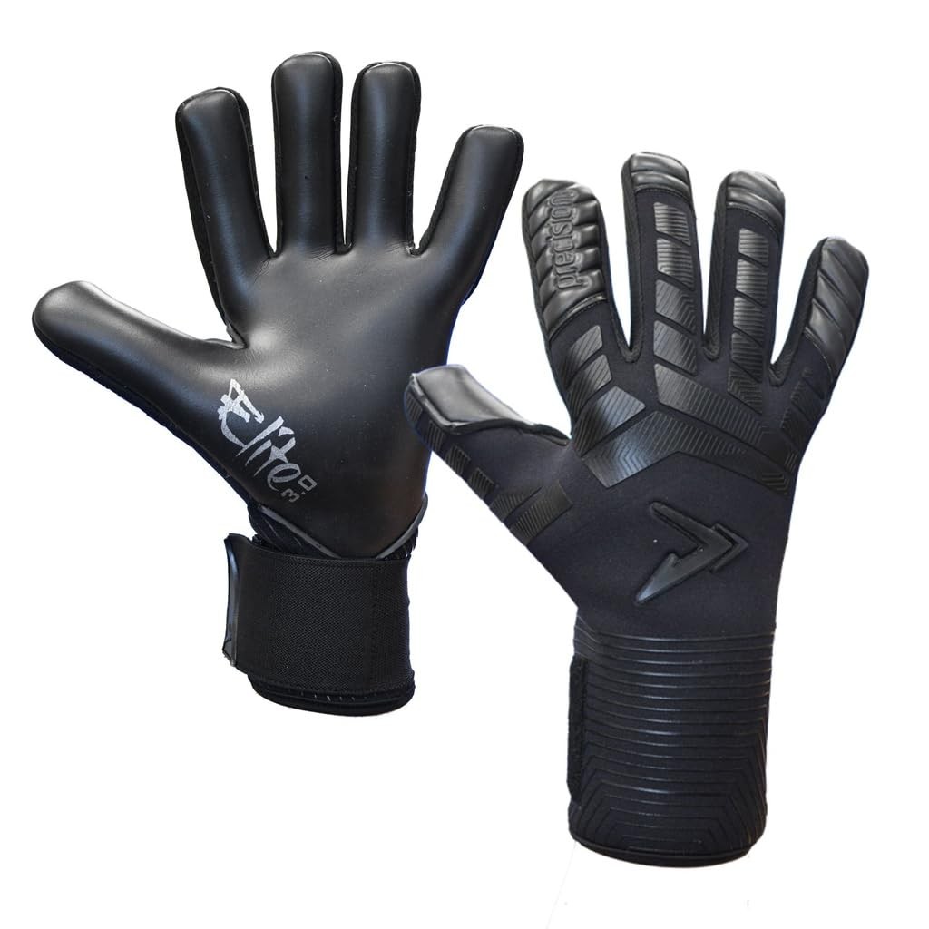 Precision Elite 3.0 Blackout Contact Goalkeeper Gloves, 4 mm Black Contact Latex