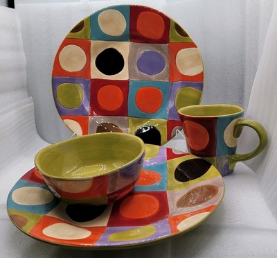 Pier 1 Imports URBAN DOT Pattern Earthenware Various Dinnerware Pieces. Retired 