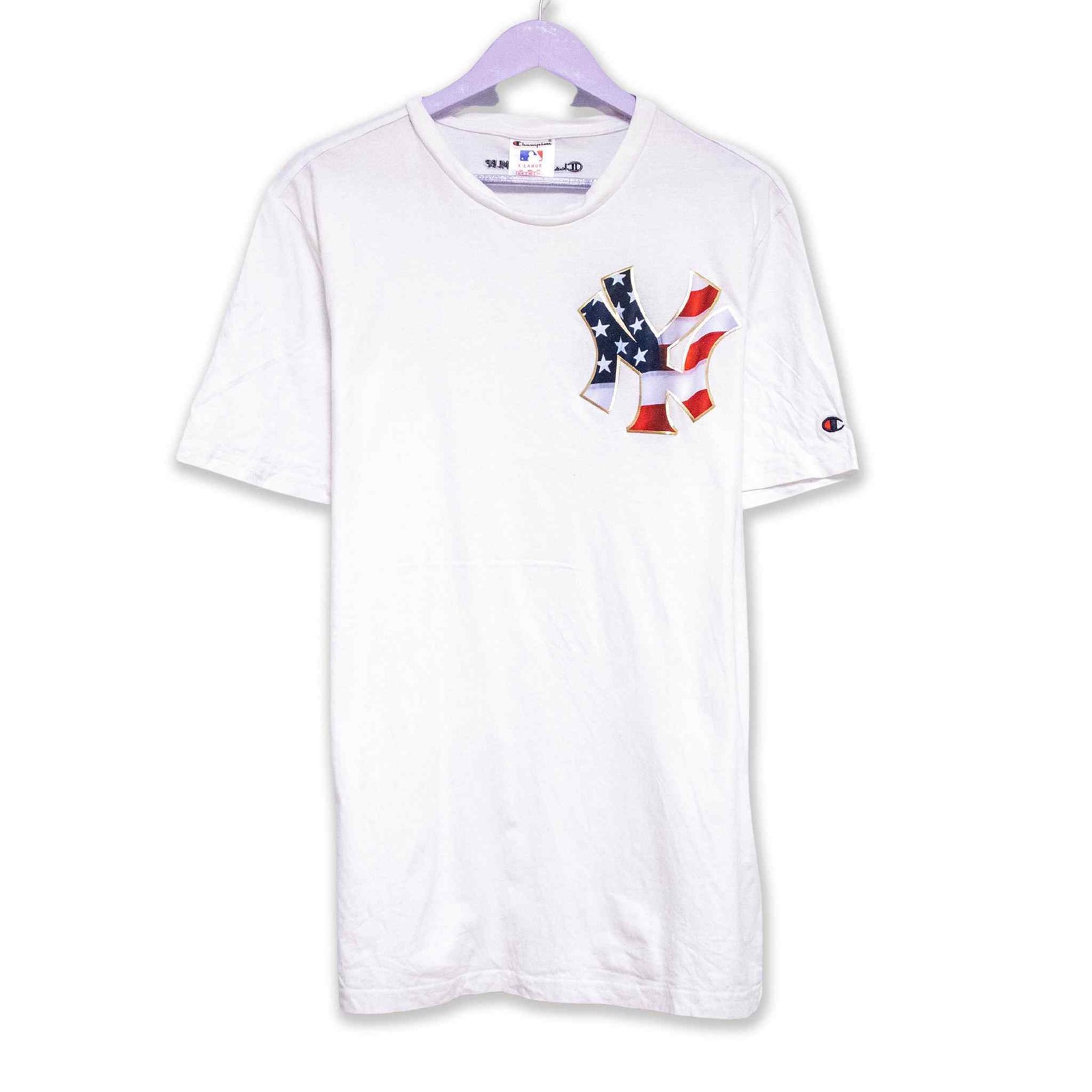 Camiseta Champion Yankees Blanca Con Estampado - Talla XL Hombre