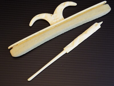 Vintage MANICURE SET White CELLULOID ORIENTAL DRAGONS Cuticle Tool and Polisher