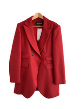 Moloh Wool Coat Red Herringbone Uk Size 16