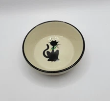 Ceramic Black Cat Food Water Bowl Made in Portugal 