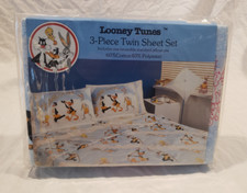 1987 Looney Tunes 3 Pc Twin Sheet Set Jungle Theme Buggs Sylvester Tweety Daffy