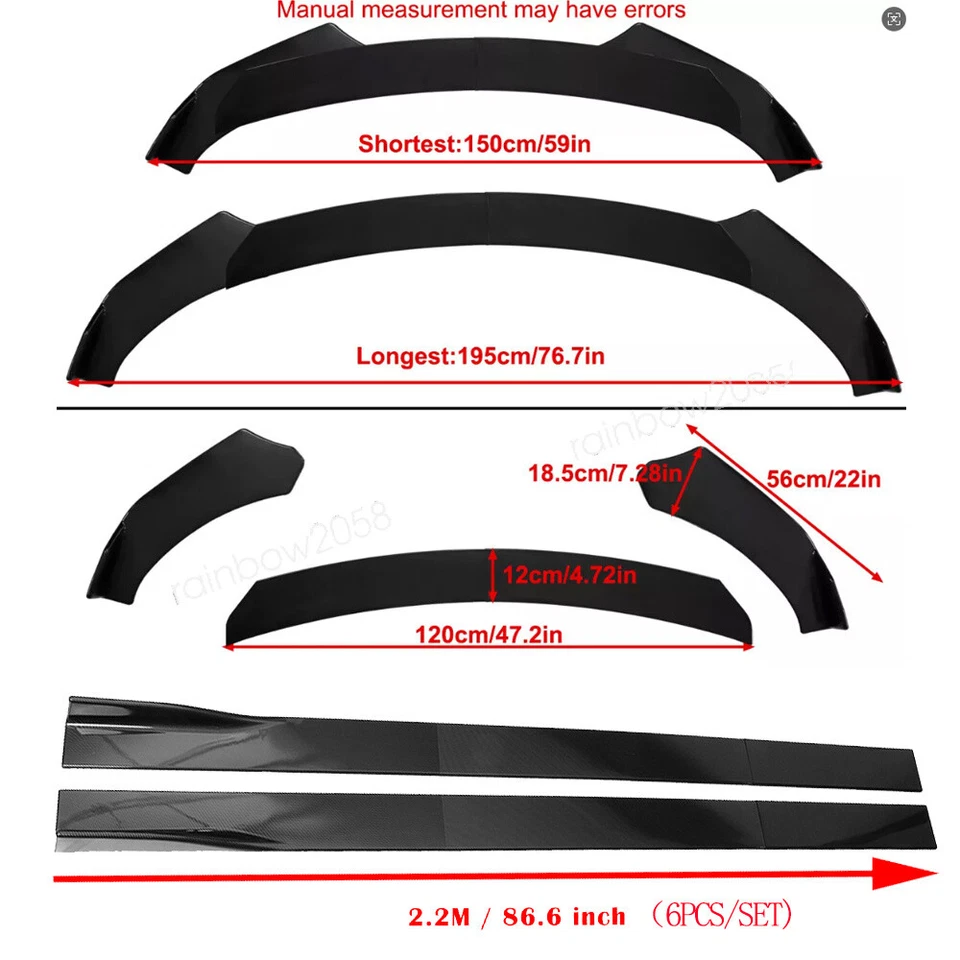 For Chrysler 300c 200 Side Skirt Front & Rear Bumper Lip Splitter Spoiler Foto 4 de 4