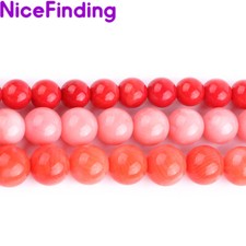 Round Orange Pink Coral Stone Beads For Jewelry Making Gemstone Loose Beads 15"