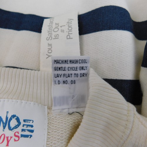 Vintage 90s Gitano Boys Long Sleeve Leather Accent Pullover - 6, Cream-Navy #416 - Picture 6 of 10