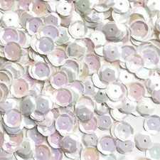 10mm Cup Sequins White Rainbow Iris Shiny Opaque Made in USA