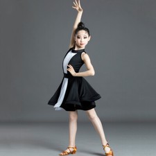 Kid Girls Sleeveless Dress Ballroom Latin Dance Practise Outfit Costume Fashion