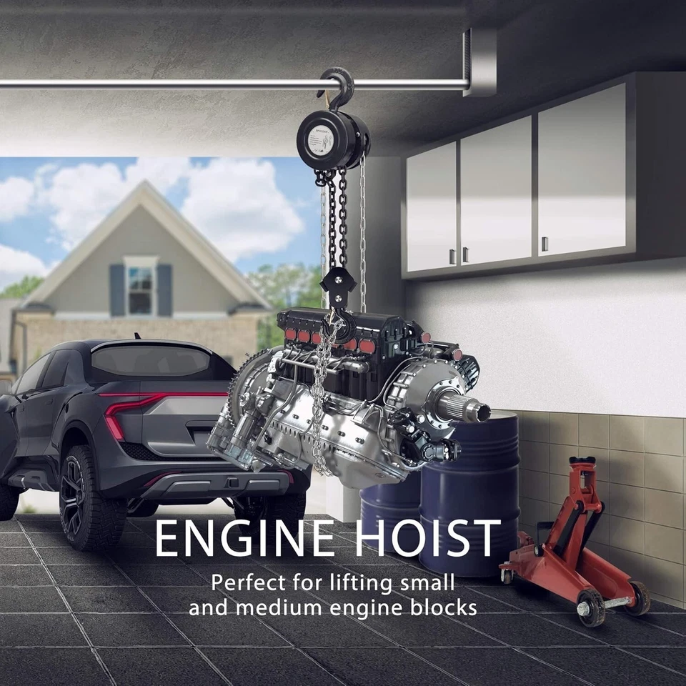 Compact 2 Ton Chain Fall Hoist - 10ft Steel Chain with Corrosion-Resistant Hooks - Image 4 of 4