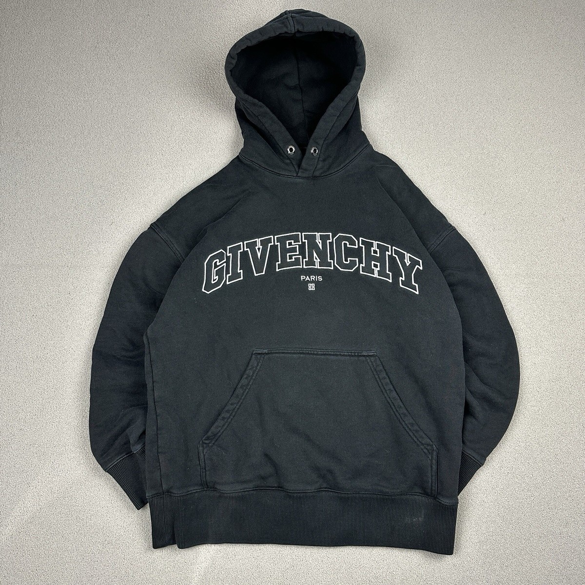 Givenchy Embroidered 100% Cotton Black Sweatshirt Hoodie Slim Fit