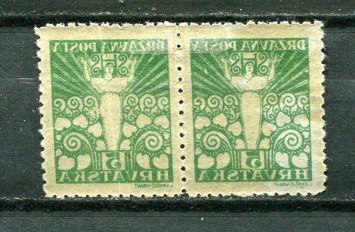 Yugoslavia/Croatia /SHS 1919 Offset (abclatsch) on back gum side Mi 90 Pair 5907 - Picture 2 of 2