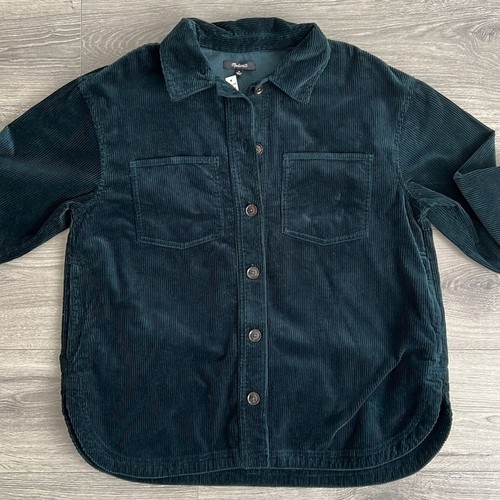 MADEWELL Kentwood Corduroy Shacket Medium Oversized Ancient Forest Green Western - Picture 7 of 12