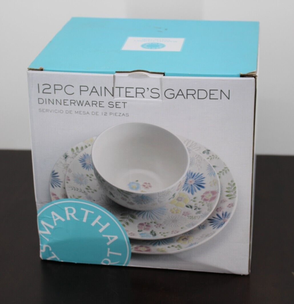 New Martha Stewart Collection Planters Garden Flower 12 Piece Dinnerware Set