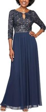 Alex Evenings Dress Long Embroidered Lace Bodice Empire Waist sz 6 NEW NWT AE3