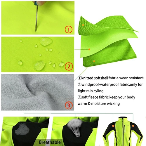 Men Winter Cycling Jacket Bike Jerseys MTB Windproof Waterproof Softshell Coat - - Picture 9 of 22