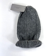 NWT Zara Women's Gray RIBBED Beanie Cuffed Deep Warm Winter Hat Medium