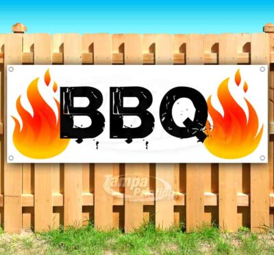 BBQ with Flames Advertising Vinyl Banner Flag Sign Many Sizes Available USA