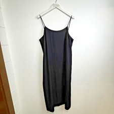 Vintage Y2K Black Slip Dress Positive Attitude Sleeveless Mid-Length 1990s Women