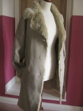 Wallis Brown Faux Fur Suede Teddy Coat Jacket Size Medium (12/14) Oversized Warm