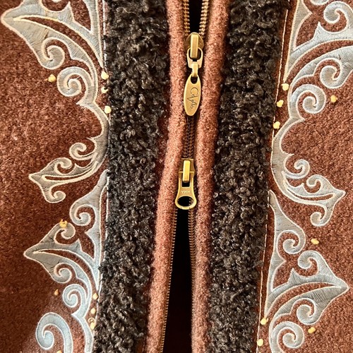 CoVelo Clothing Ethereal Fairy Grunge Embroidered Brown Boiled Wool Vest Small - Picture 5 of 15