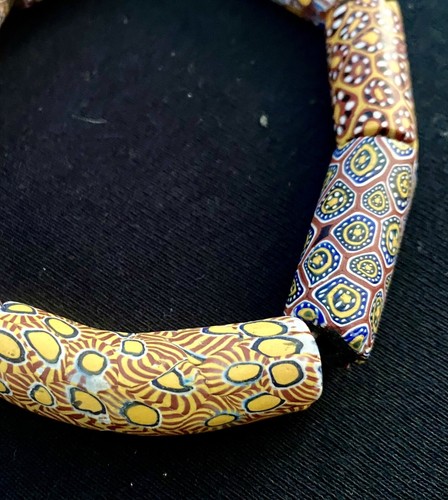 Antique Vintage Venetian African Mosaic, Millefiori Chevron Elbow Bead - Picture 4 of 6