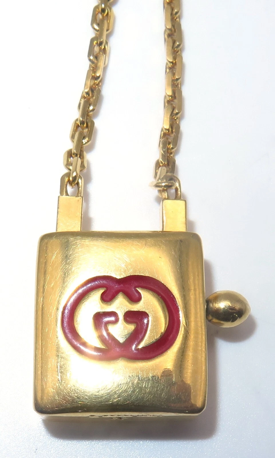 Porte clés porte clés porte clés vintage authentique Gucci GG émail rouge