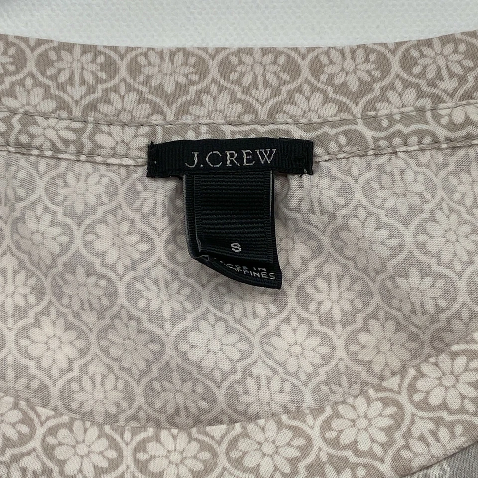 Camiseta túnica J Crew top mujer pequeña gris boho campesino medallón estampado mixto Foto 3 de 4