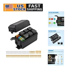 6-Slot Waterproof Relay Box Kit with 12 Fuses for Safe Wiring Solutions