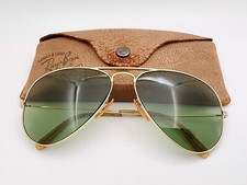 Vintage B L Ray Ban Bausch  Lomb 1/10 12k GF 58mm Green Aviator w/Case