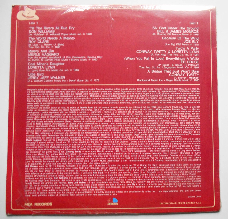 NASHVILLE COUNTRY SOUND Picture Disc Italy Import LP (1985) Joe Ely/Loretta Lynn - Image 2 of 4