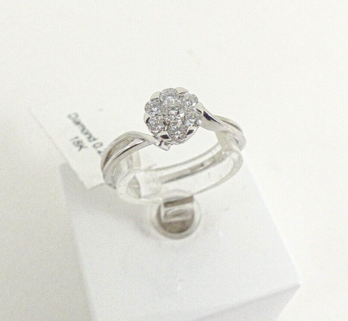Anillo con racimo de diamantes de oro de 18 quilates blanco con sello NUEVO talla L 1/2 con caja de regalo