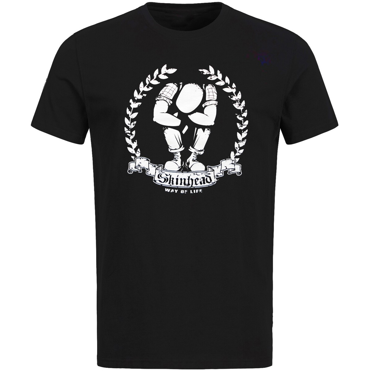 Skinhead Way of Life Wreath Black T-Shirt Oi Punk Ska S/XL Hand