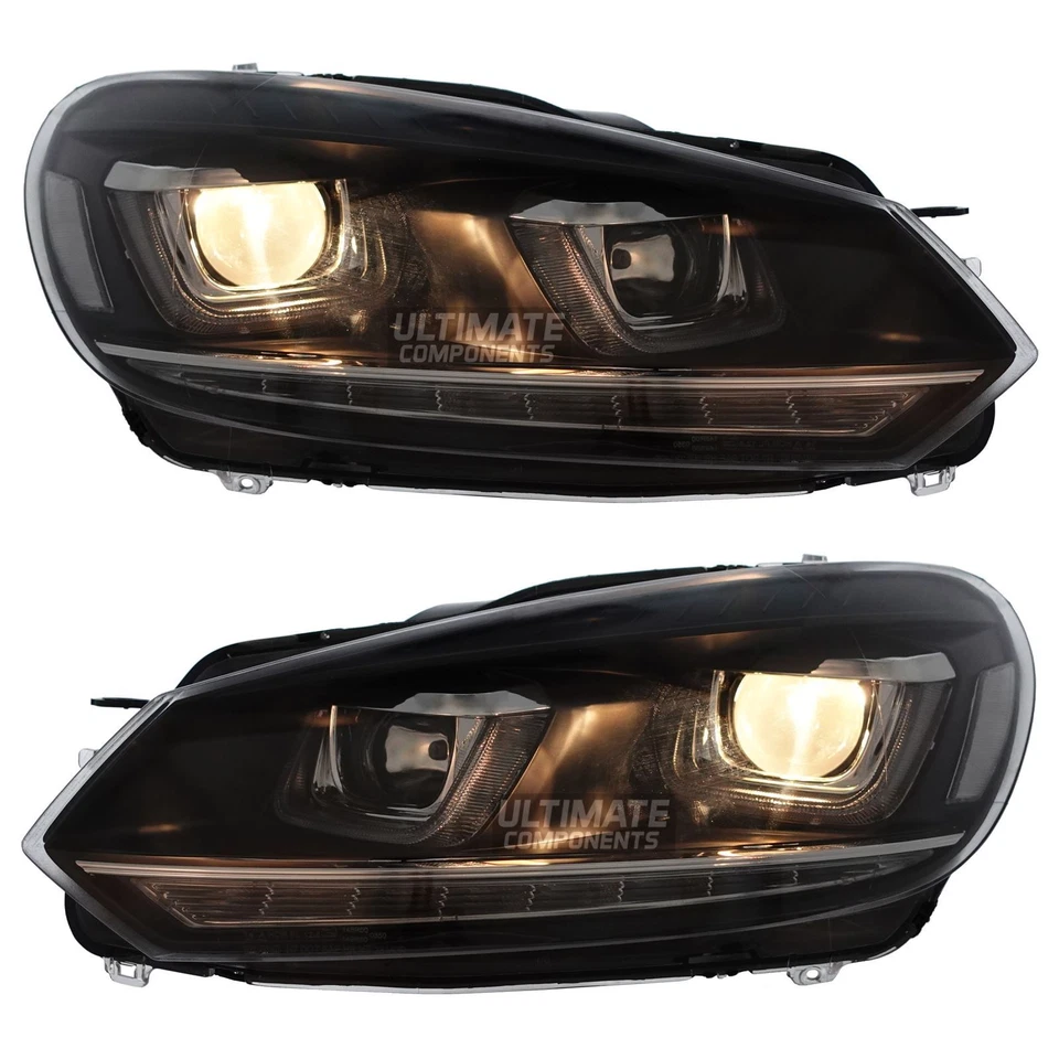 VW Golf MK6 2009-2013 LED DRL Headlights Sequential Indicators Xenon look Style - Image 4 of 4