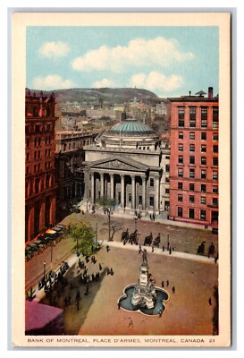 Bank of Montreal Place D'Armes Montreal Quebec Canada UNP WB Postcard Z3