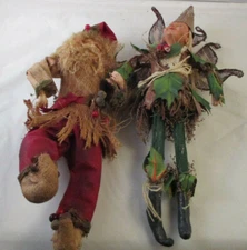 Silvestri Vintage Christmas Handmade  fiber and burlap /primative Santa and Elf