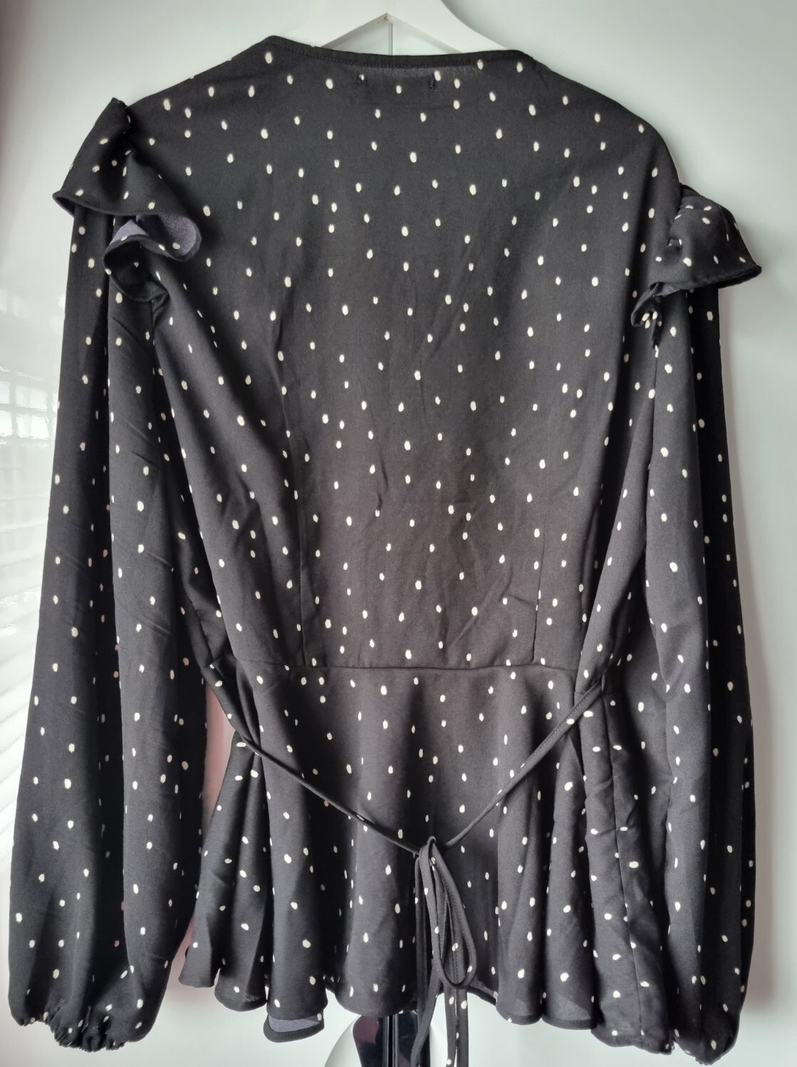 Ladies Wrap Over Blouse Top Size 20 BNWT Jac Jossa In The Style Black Polka Dot image 4