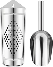 Stainless Steel Ice Scoop with Magnetic Holder - Kitchen Accessory