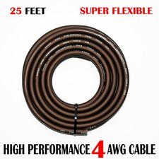 4 Gauge Wire BLACK , Amplifier Power/Ground Amp Wire 25 Feet Cable Roll