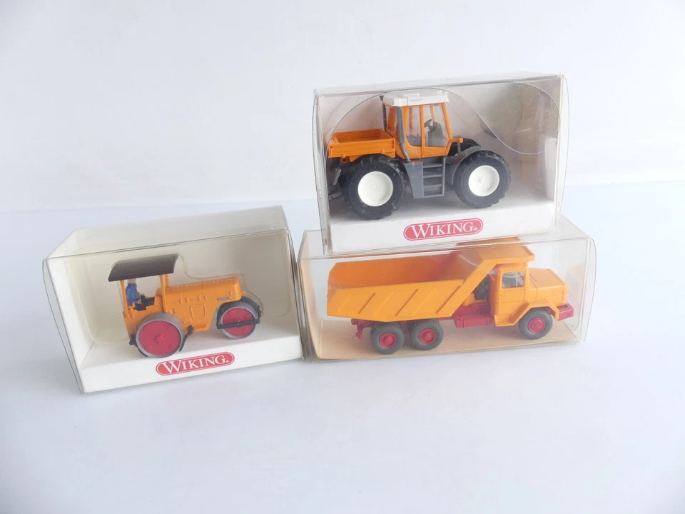 WIKING 1:87 HO 3 VEHICULES DE CHANTIER MAGIRUS CAMION / TRACTEUR / ROULEAU - Photo 2/3
