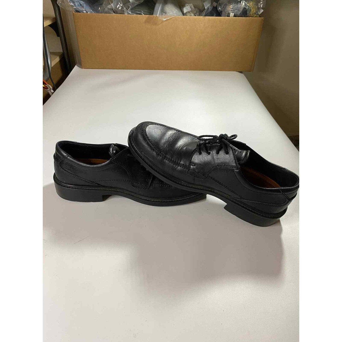Ecco Leather Black Lace Derby Dress Shoes Men