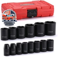 Juego De 14 llaves De Vasos De Impacto 1/2' Métricas 11-32mm Para Reparación Aut