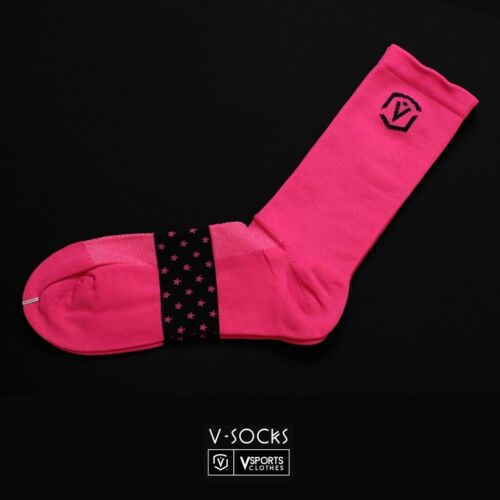 V Sport Pro Cotton Cycling Socks - Pink - One Size - Picture 1 of 5