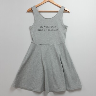 Divided by H&M Be Your Own Kind Of Beautiful Jersey Knit Gray Dress Size 10 EUC