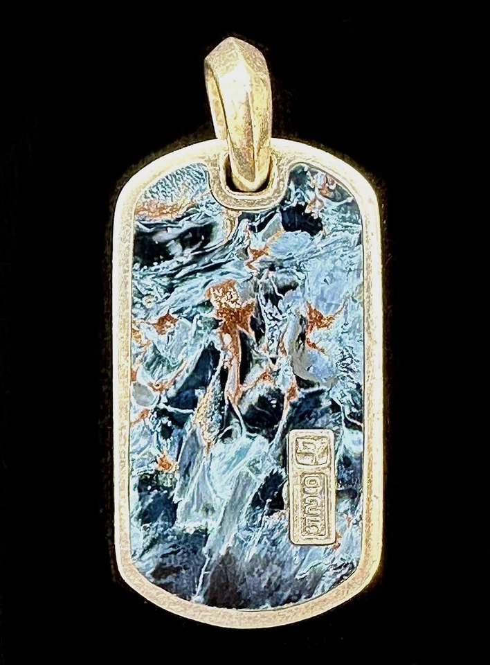 Colgante David Yurman Pietersite XL 35 MM Etiqueta de Perro Esterlina D.Y. 925 RARO Foto 3 de 3