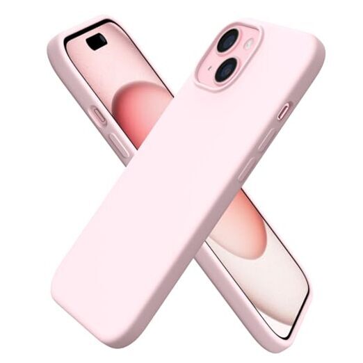 Compatible with iPhone 15 Case 6.1, Slim Liquid Silicone 3 Layers Chalk Pink-image