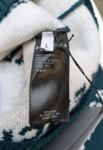 Balenciaga All Over Wool Jacquard Logo Jumper - Forest Green - S / L - RRP £1170 - Picture 17 of 20