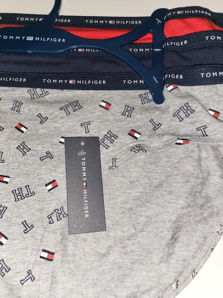 TOMMY HILFIGER 3 pares de bragas de bikini de algodón 3 piezas ropa interior para mujer talla L rosa gris Foto 2 de 4