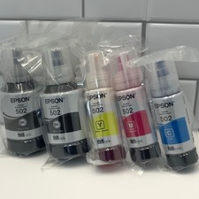 Epson EcoTank 502 Ink Bottle T502 Multi Color 5 Pack Expired 2025