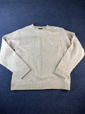 Timberland Sweater Mens Beige Lambswool Blend Crewneck Knit Pullover Warm
